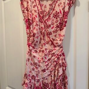 Poupette St. Barth Pink Floral Midi Dress XS